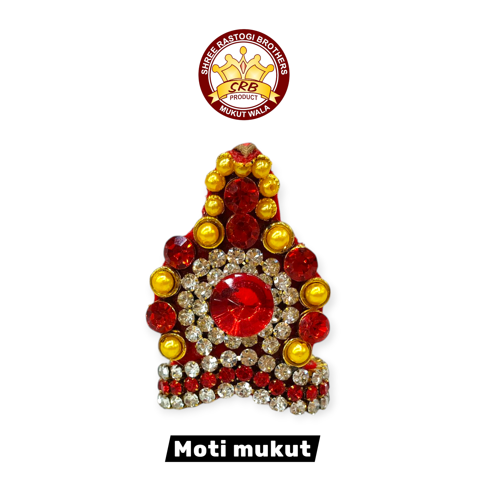 Red Color Moti Mukut For All God Idol
