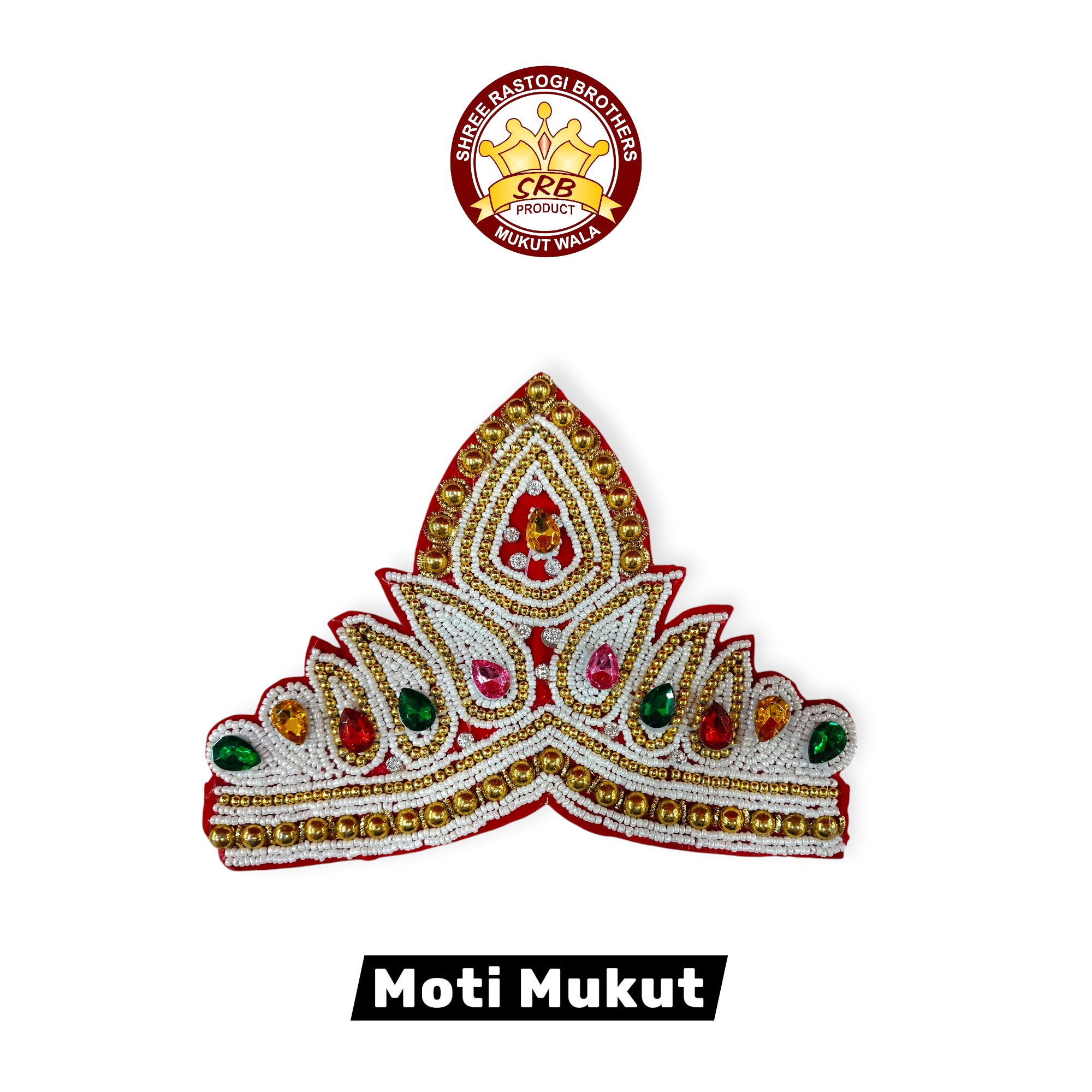 White Pearl Moti Mukut For All Goddess Idol
