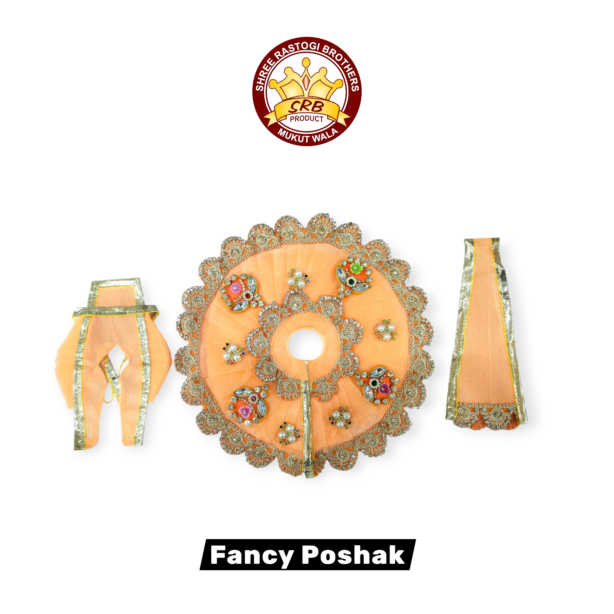 Stone Flower Design Fancy Poshak For Laddu Gopal (FGP-12)