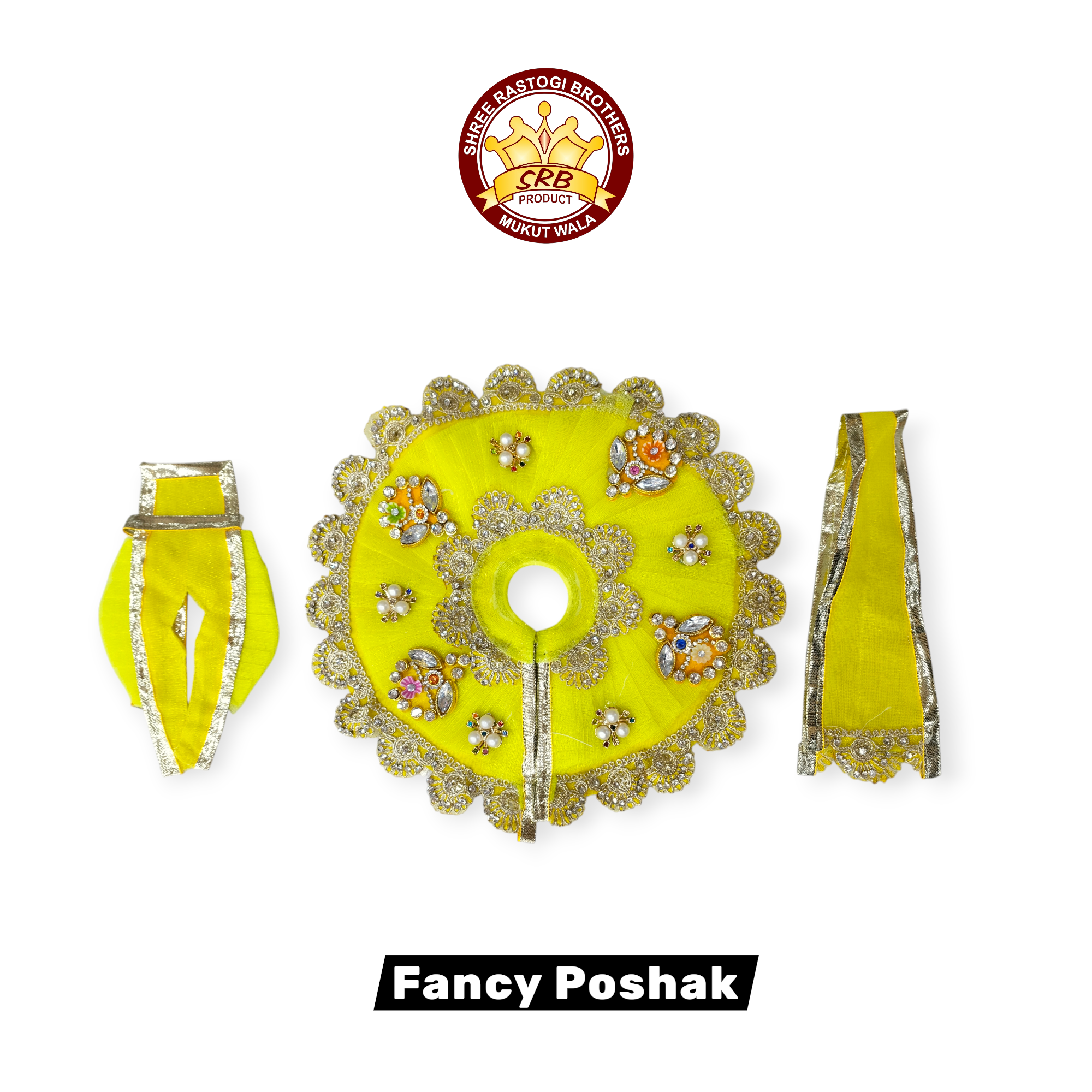 Stone Flower Design Fancy Poshak For Laddu Gopal (FGP-12)