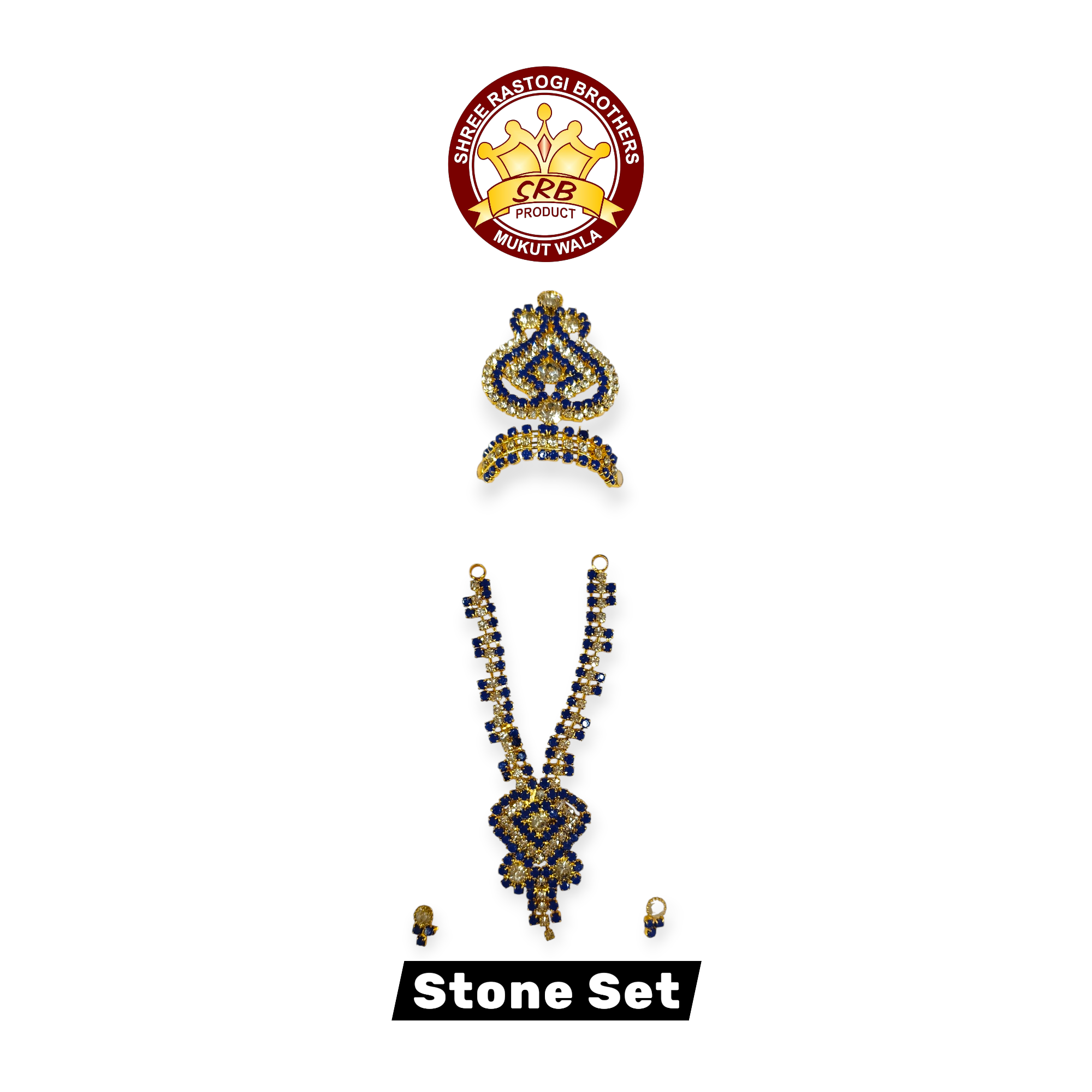 Stone Set With Mukut, Mala, Tops For God Idol