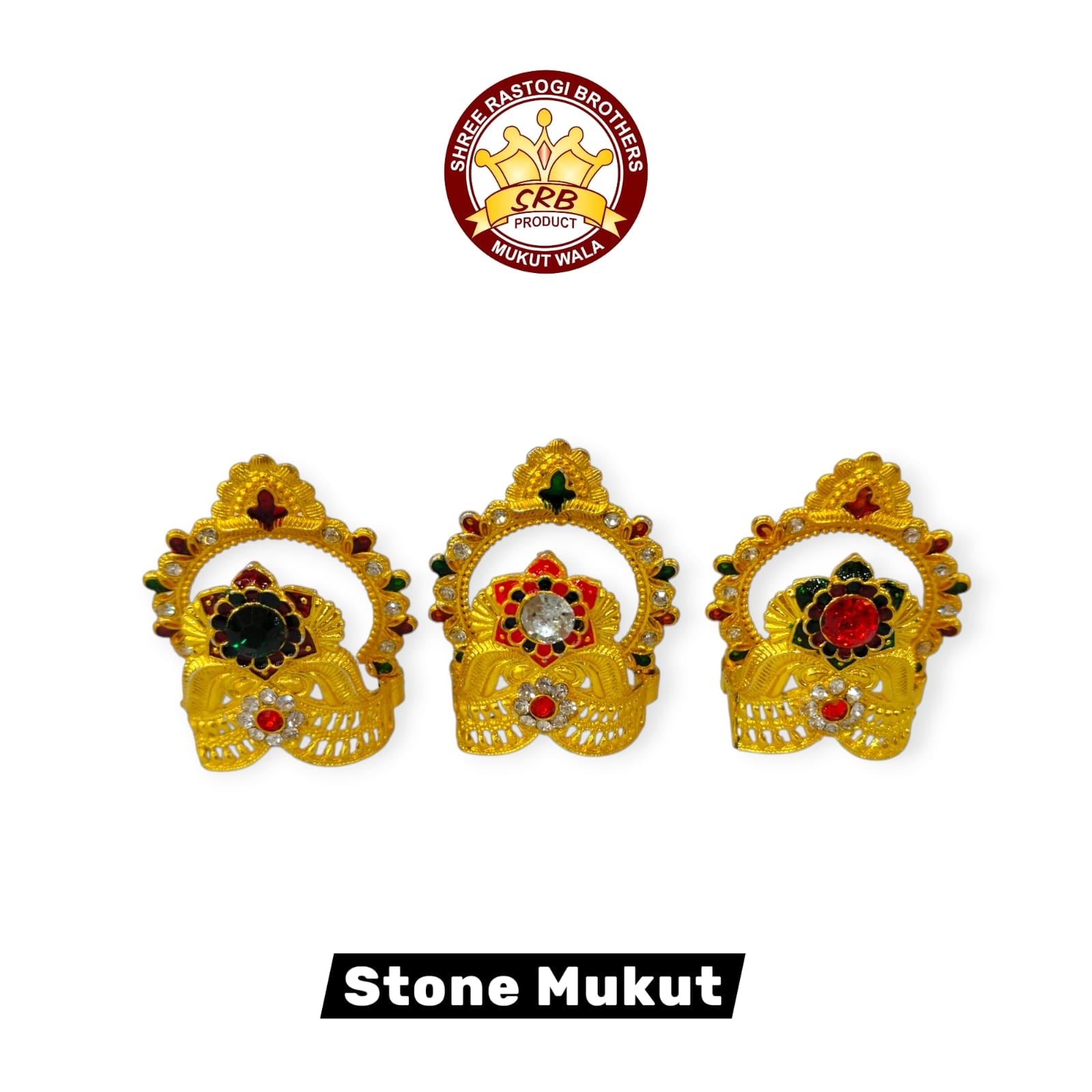 Golden Stone Mukut For Small Deities (SM-4)
