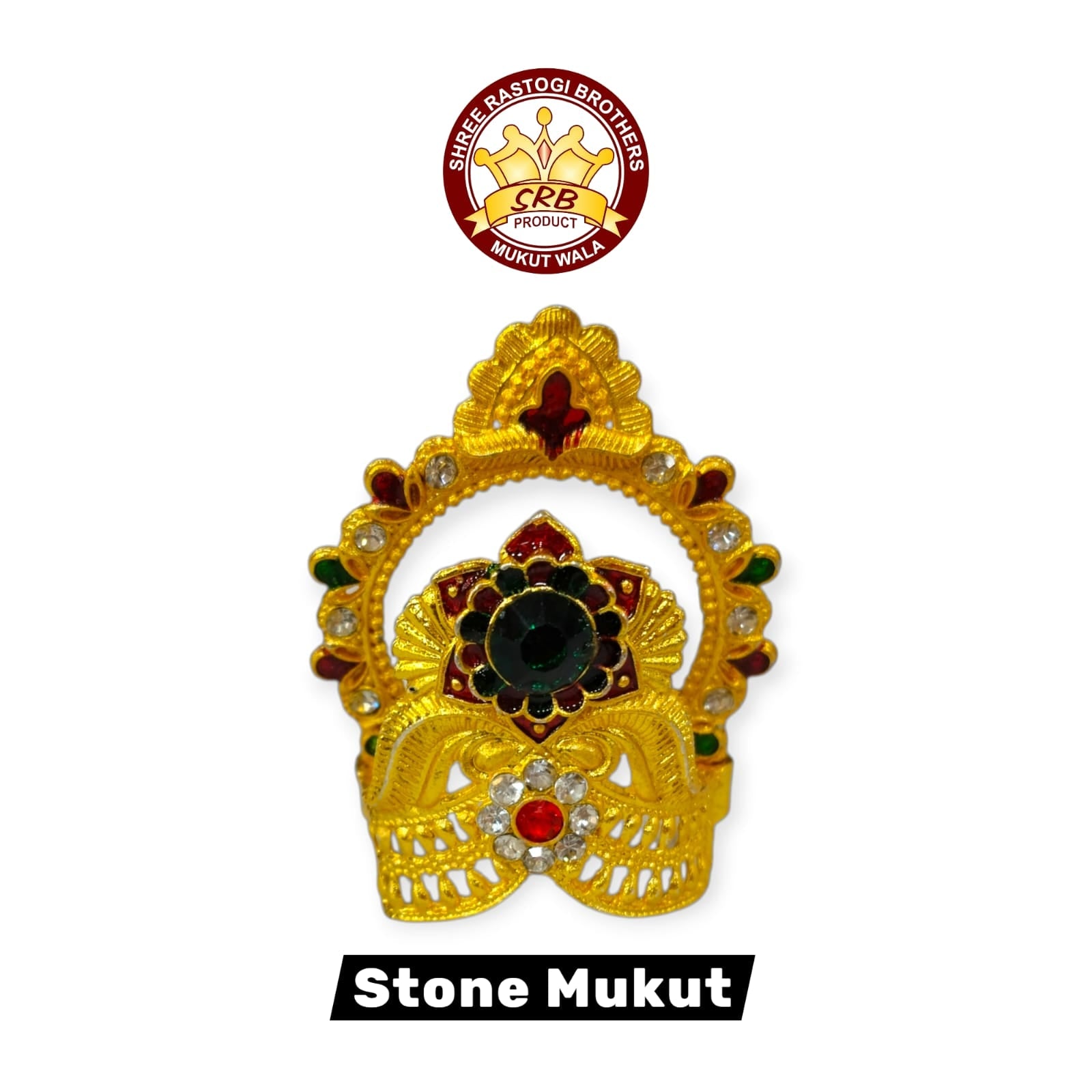 Golden Stone Mukut For Small Deities (SM-4)