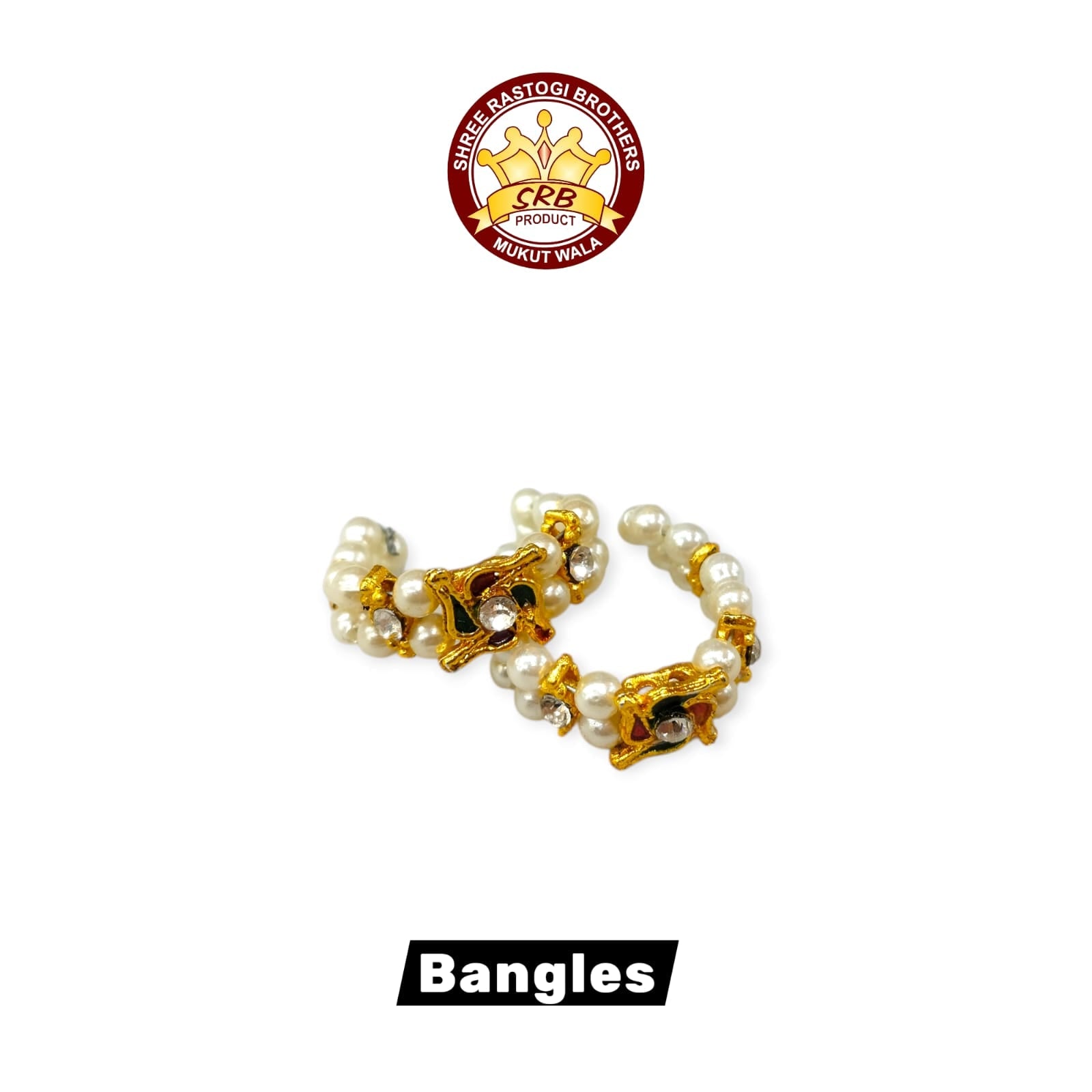 Swastik White Pearl Bangles For Deities (B-4)