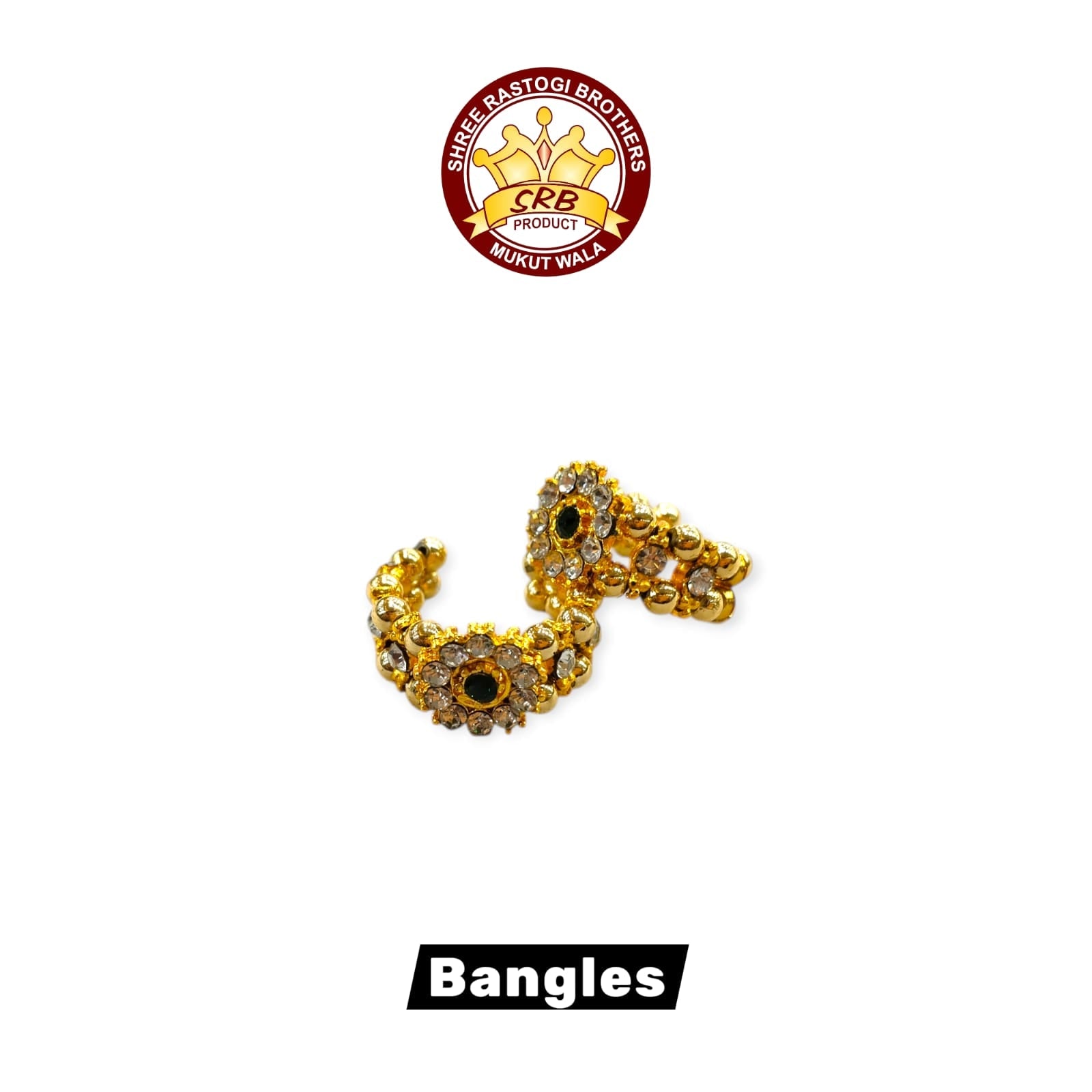 Laddu Gopal Golden Bangles With Stone Flower (B-5)