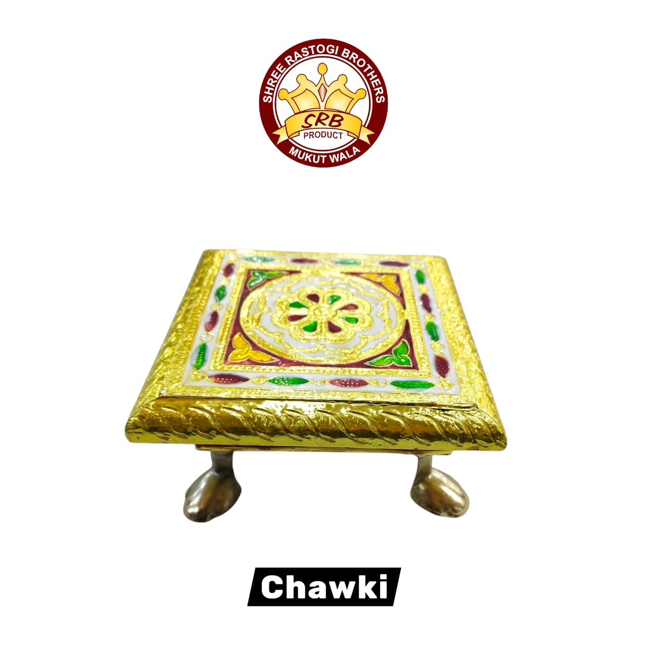 Handicraft Meenakari Flower Design Pooja Chowki