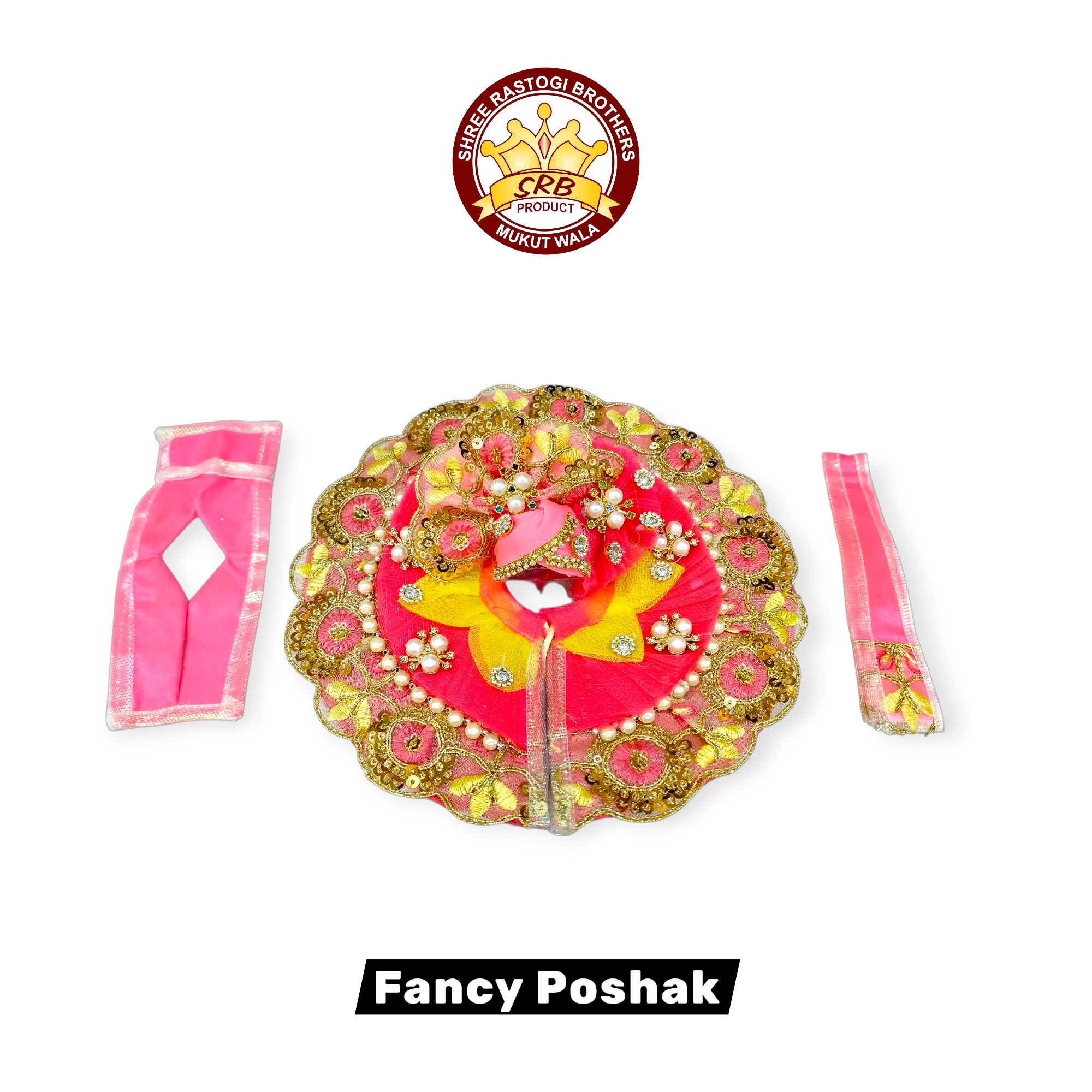 Double Color Sunflower Designed With Matching Pagdi  Fancy Gol Poshak For Laddu Poshak (FGP-07)