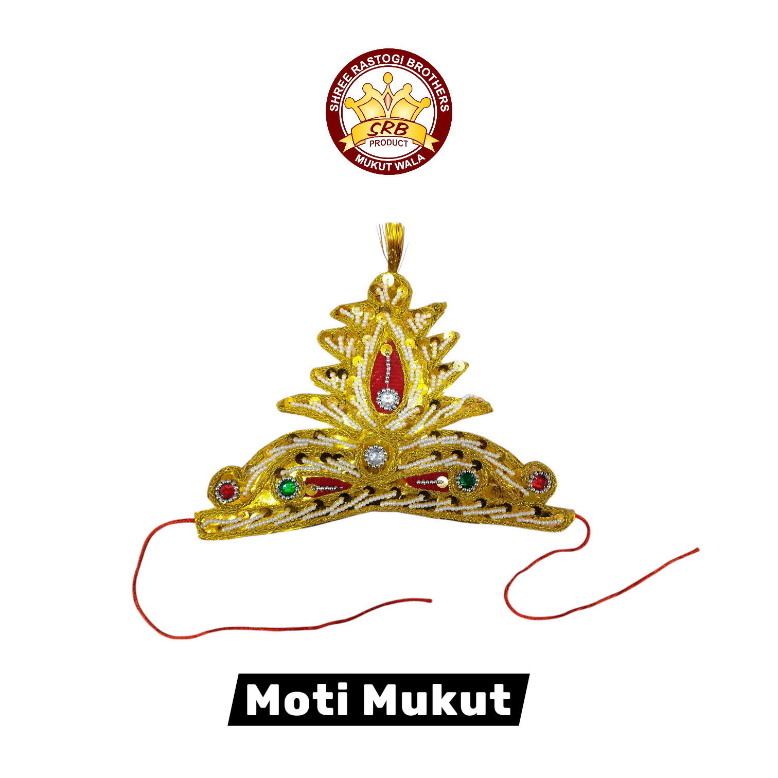 Golden Color & White Pearl  Moti Mukut For All God Idol