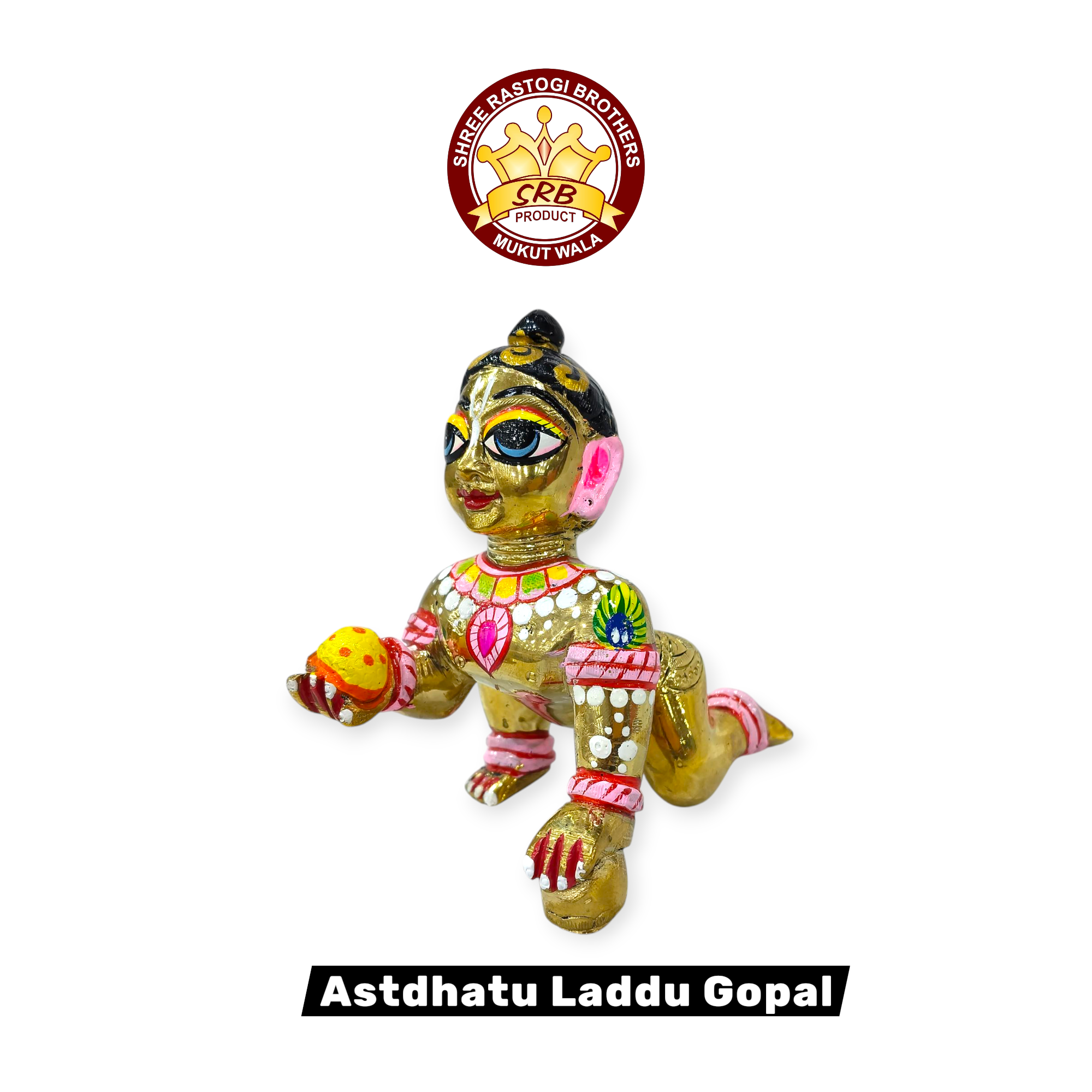 Asthdhatu Laddu Gopal Idol With Painted Shringar