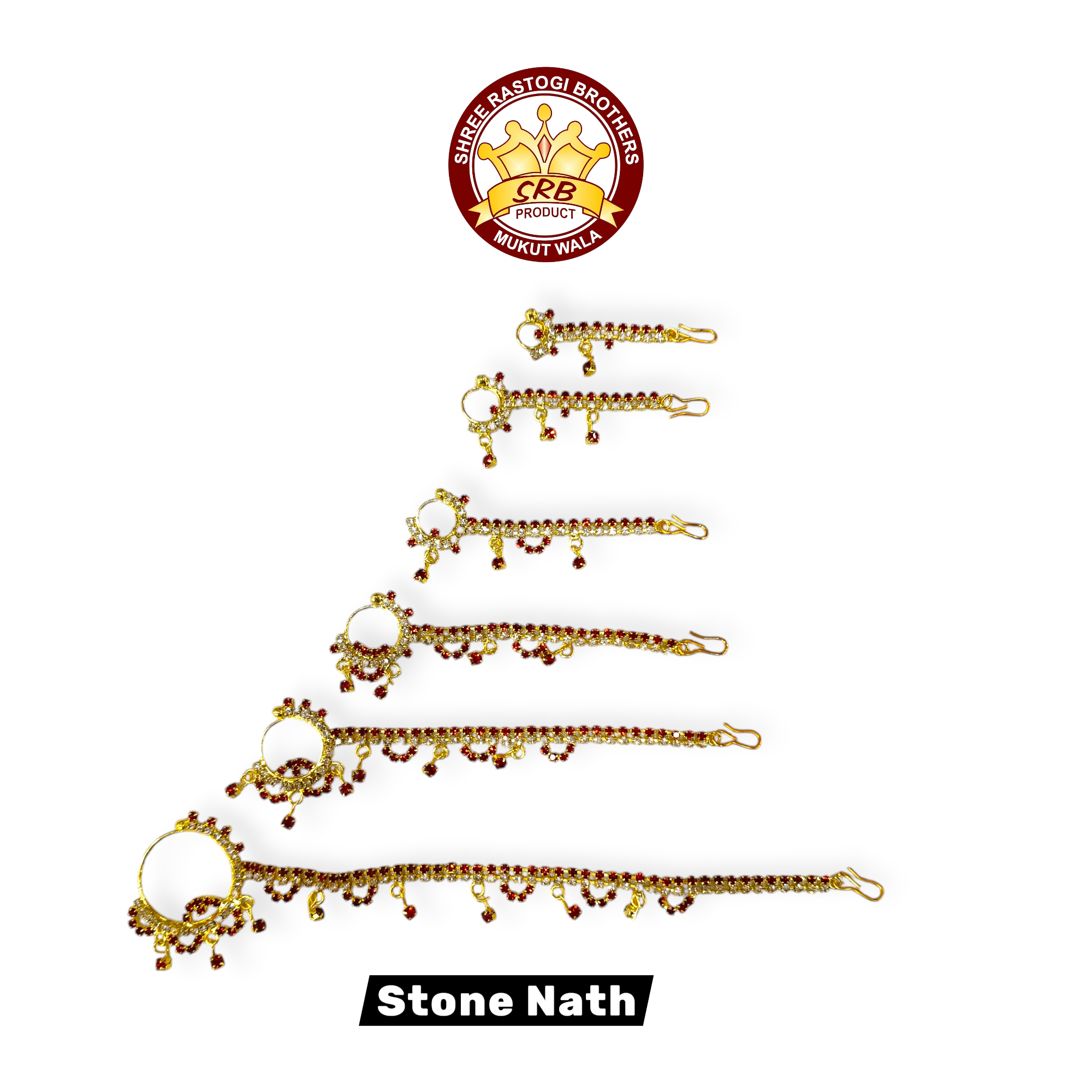 Red Stone Nath Nose Ring For All Goddess Idol