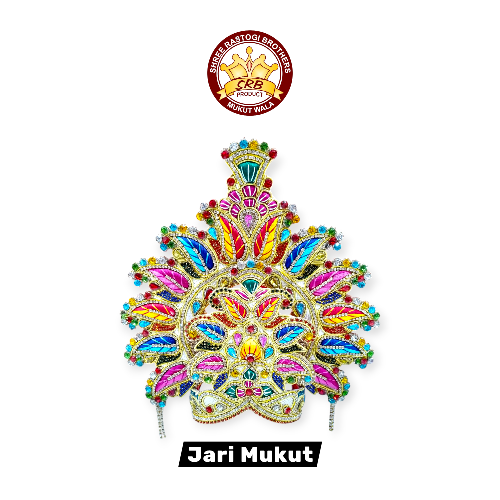 Multicolor Jari Mukut For  All God Idol