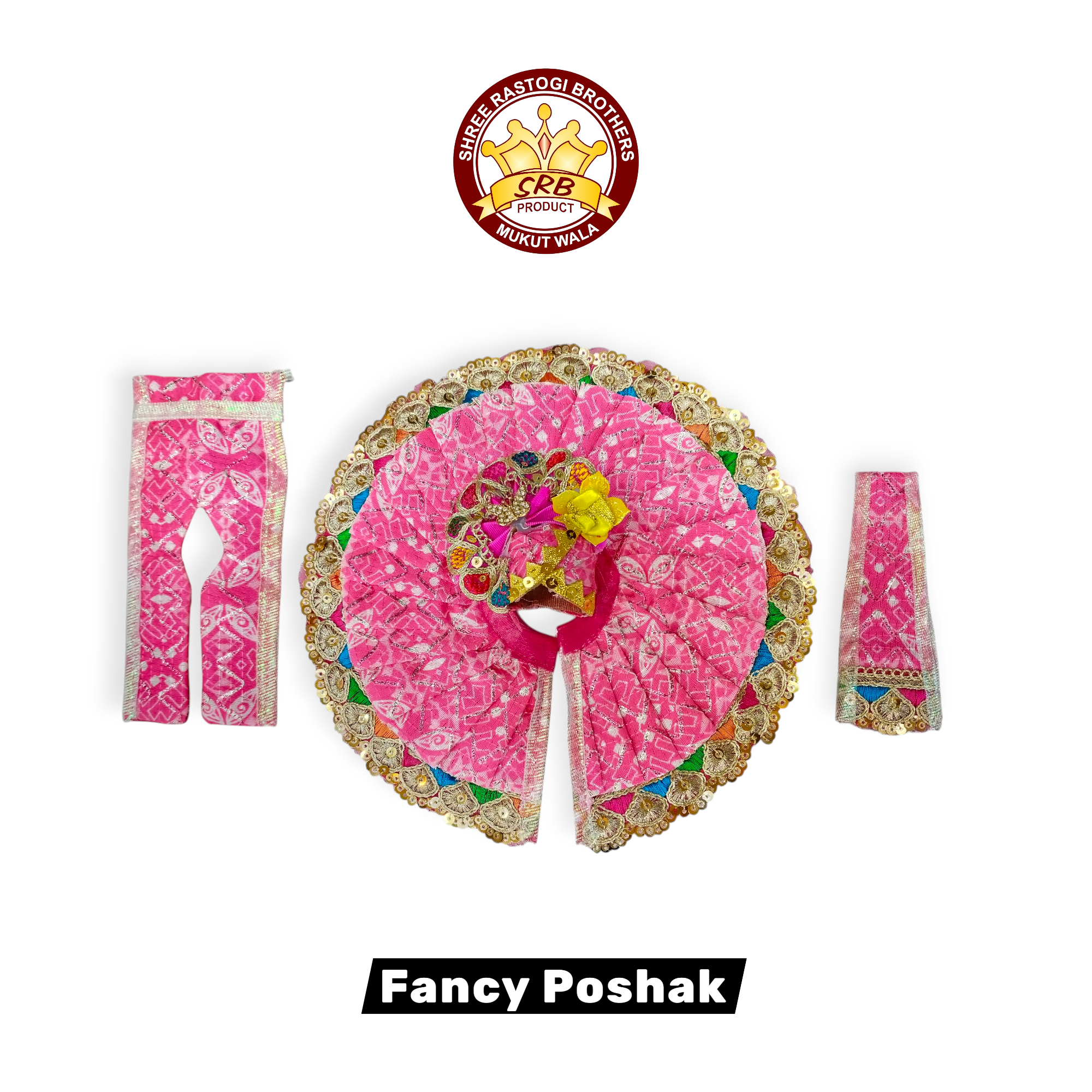 Cotton Fabrick Double Color Fancy Poshak For Laddu Poshak (FGP-10)