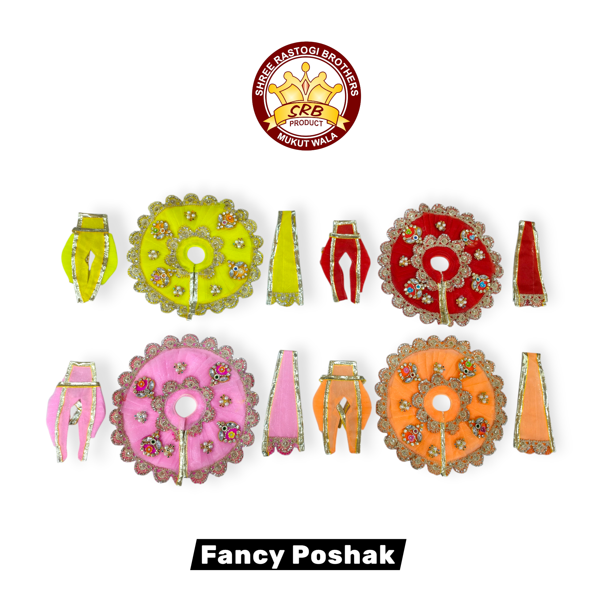 Stone Flower Design Fancy Poshak For Laddu Gopal (FGP-12)