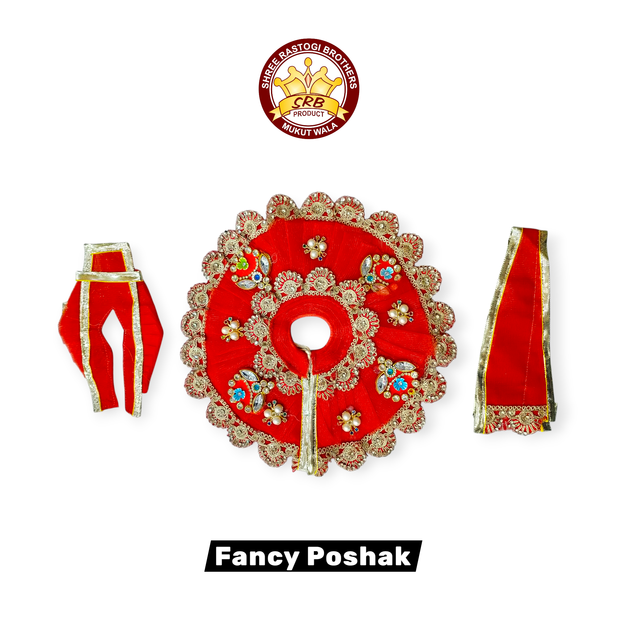 Stone Flower Design Fancy Poshak For Laddu Gopal (FGP-12)