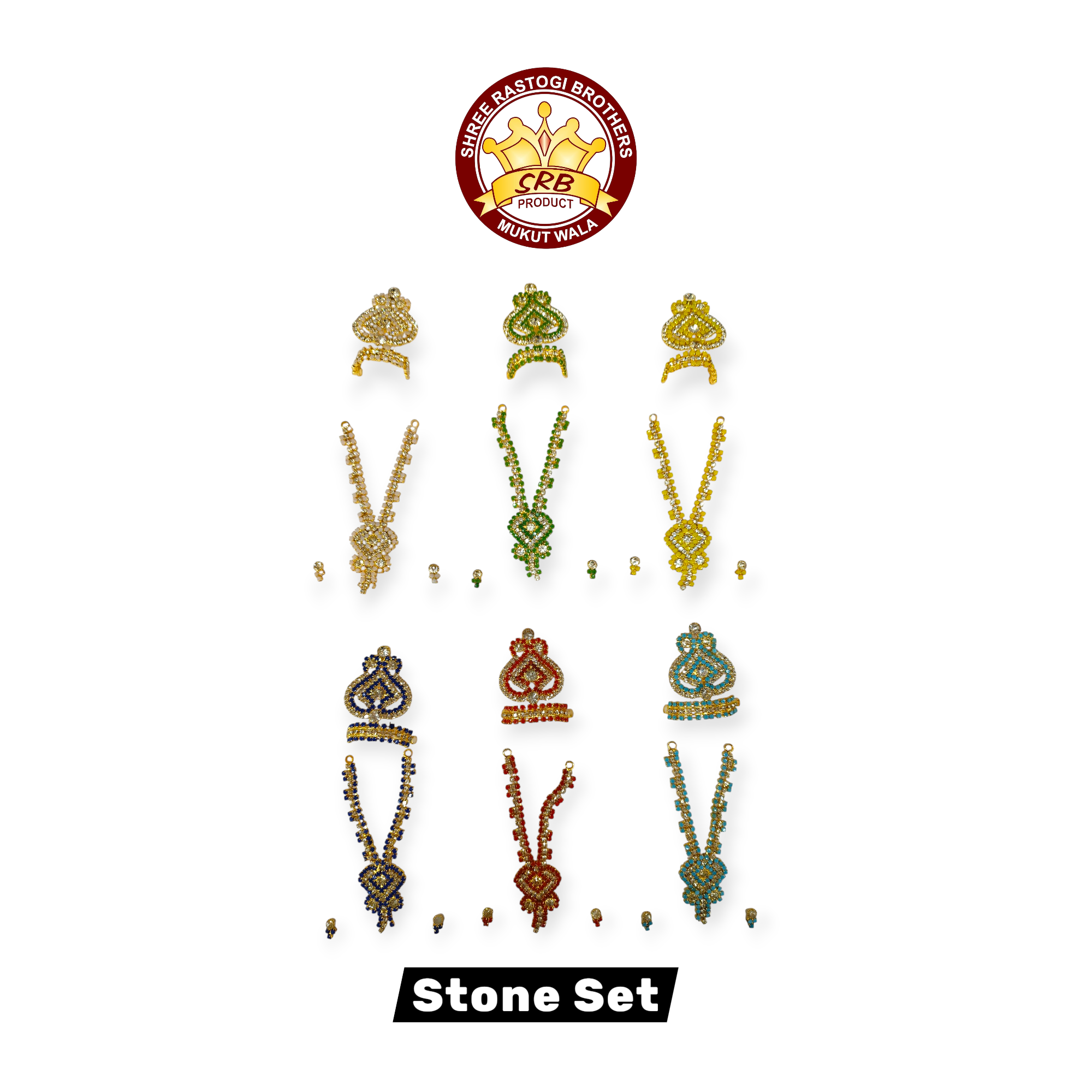 Stone Set With Mukut, Mala, Tops For God Idol