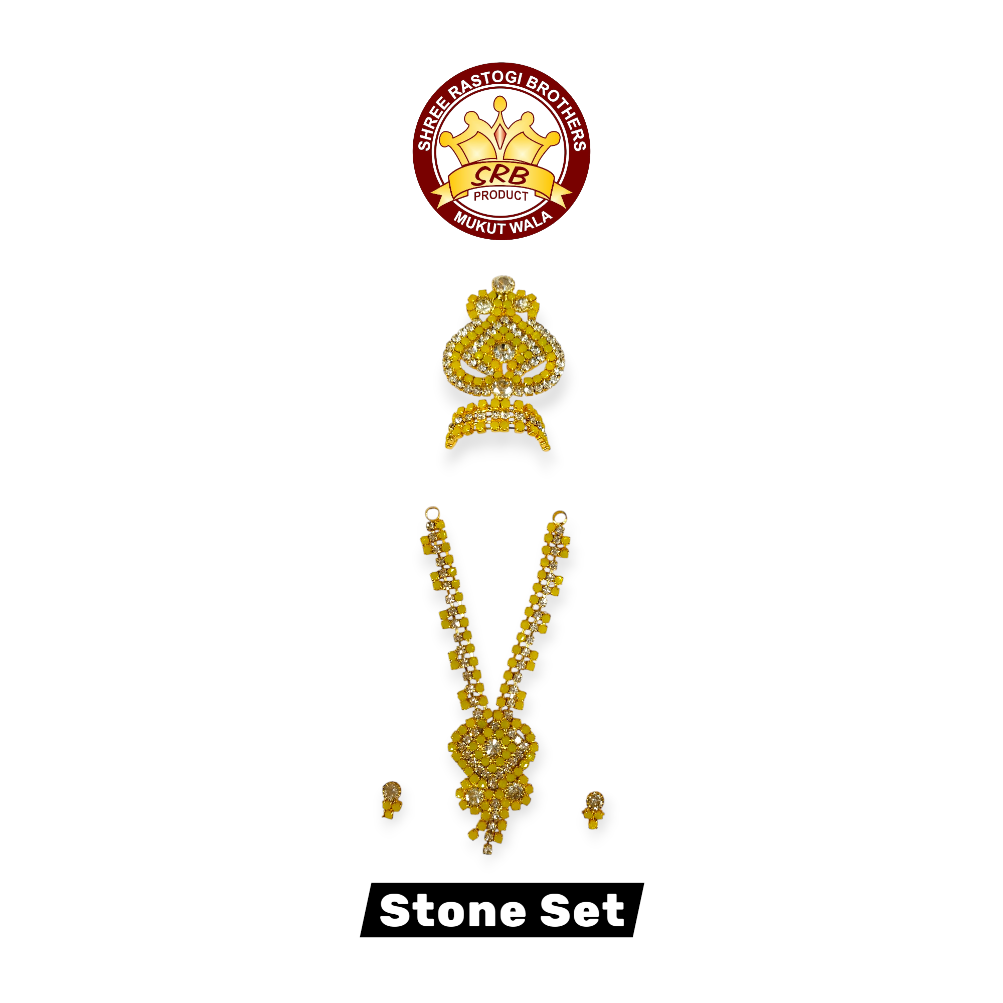 Stone Set With Mukut, Mala, Tops For God Idol