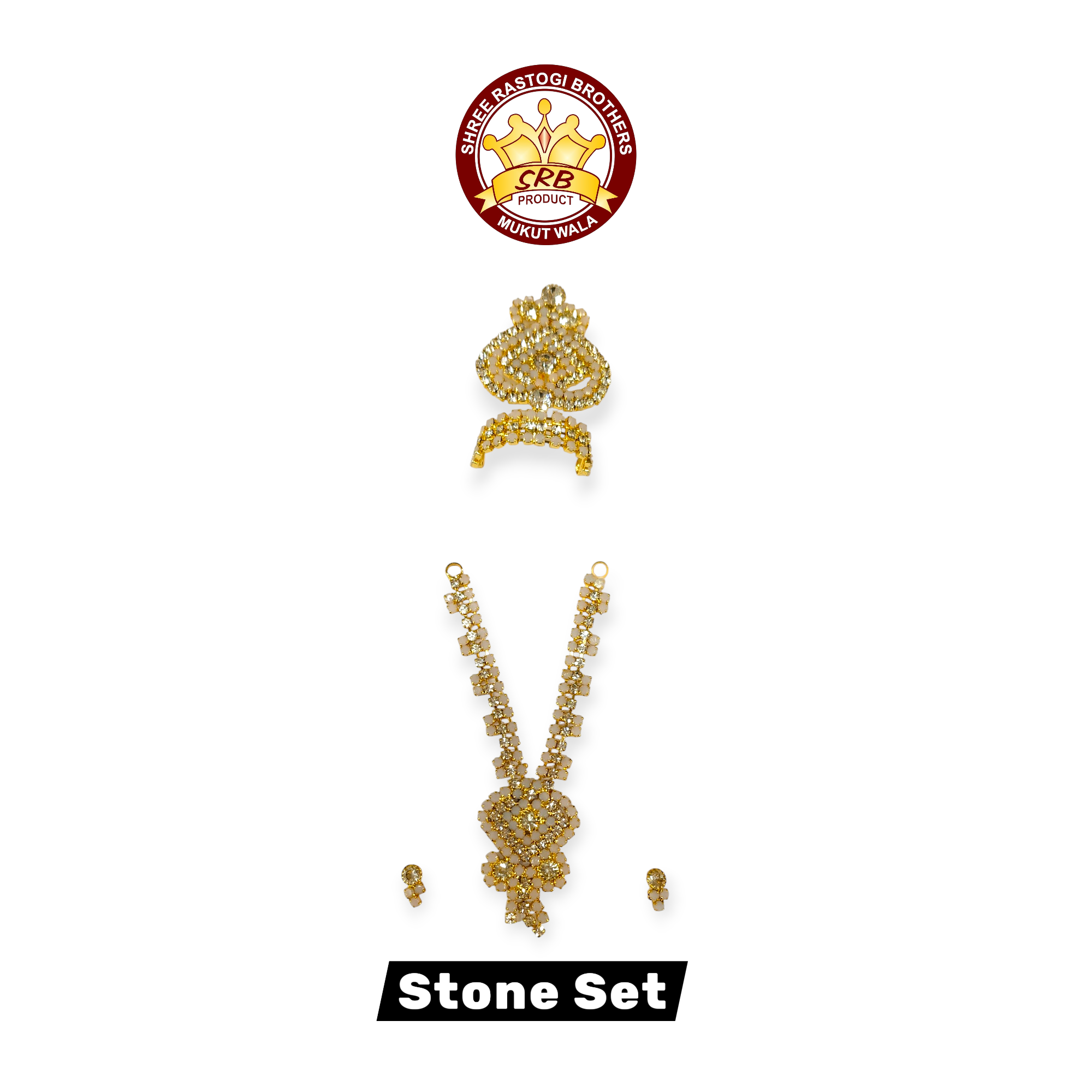 Stone Set With Mukut, Mala, Tops For God Idol