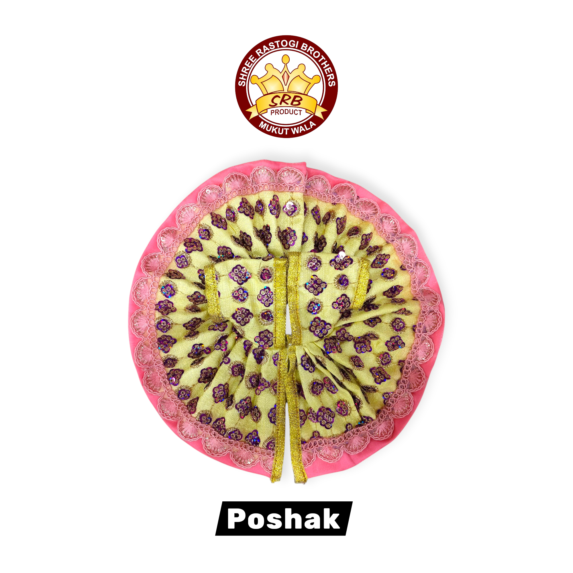 Laddu Gopal Gol Poshak in Sitara cloth work