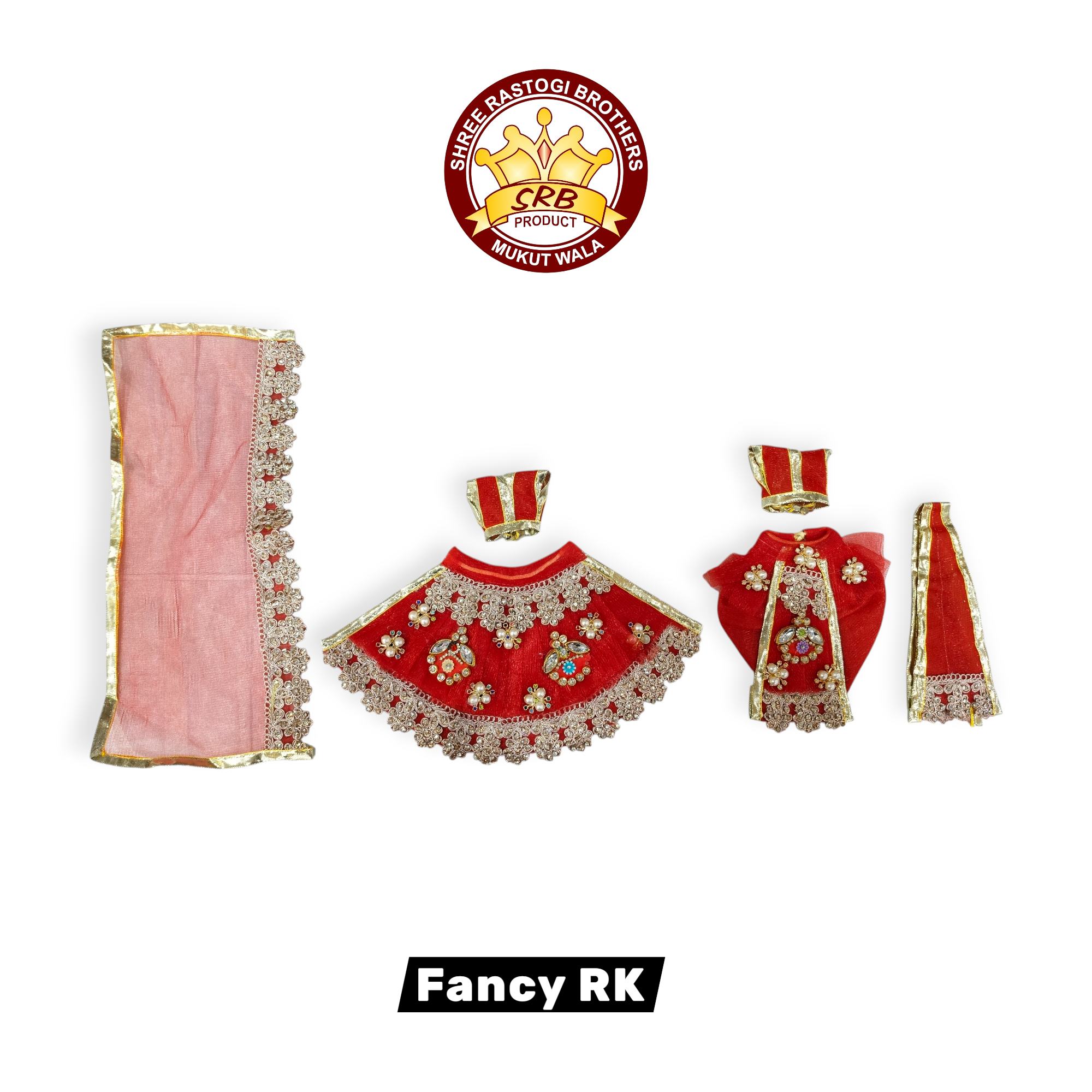 Fancy Radha Krishna Embroidery Lace Stone Kundan Work Dress For Radha Krishna God Idol (FRK-01)