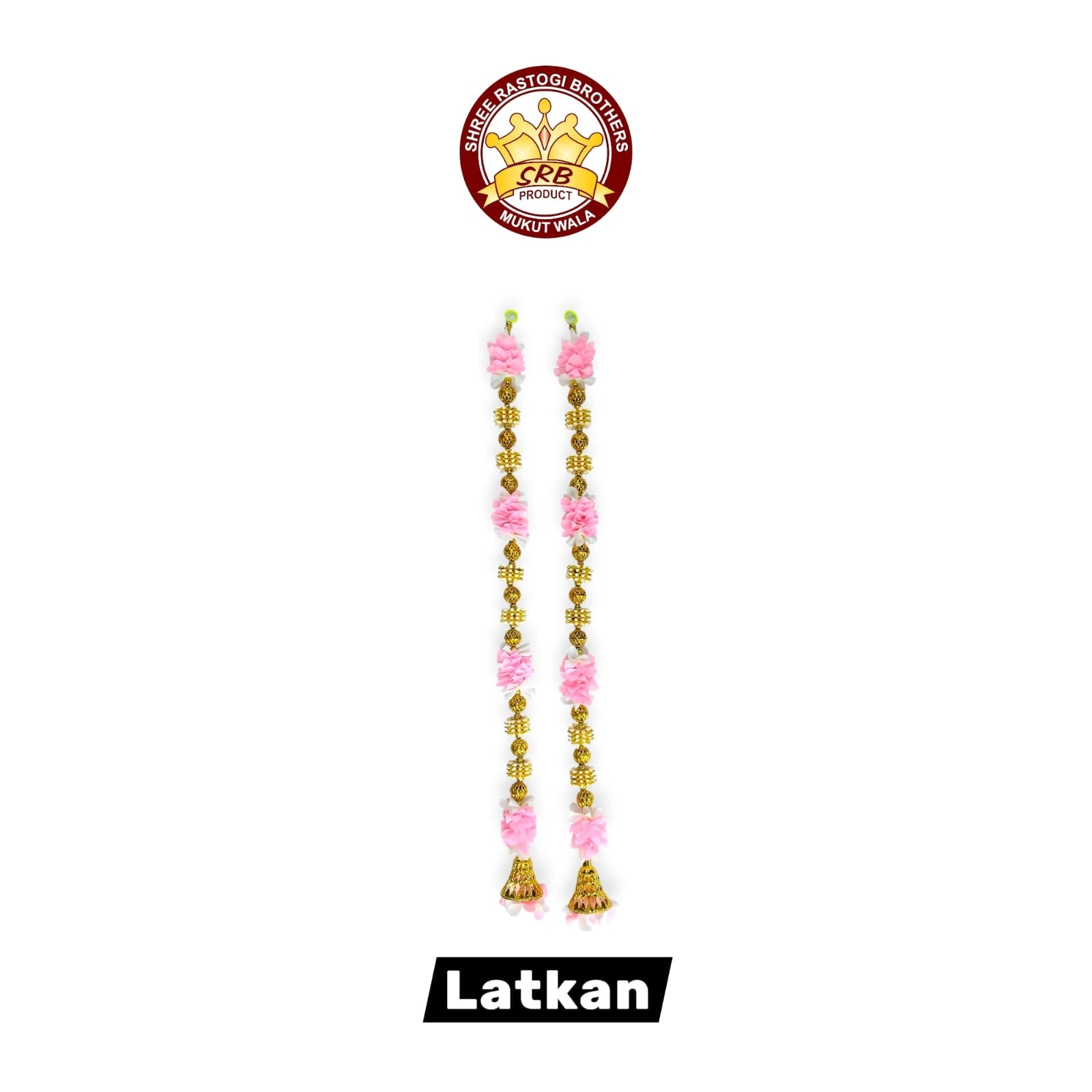 Pink & White Hanging Latkan With Golden Bell Or Ball For Home Decoration (L-1)
