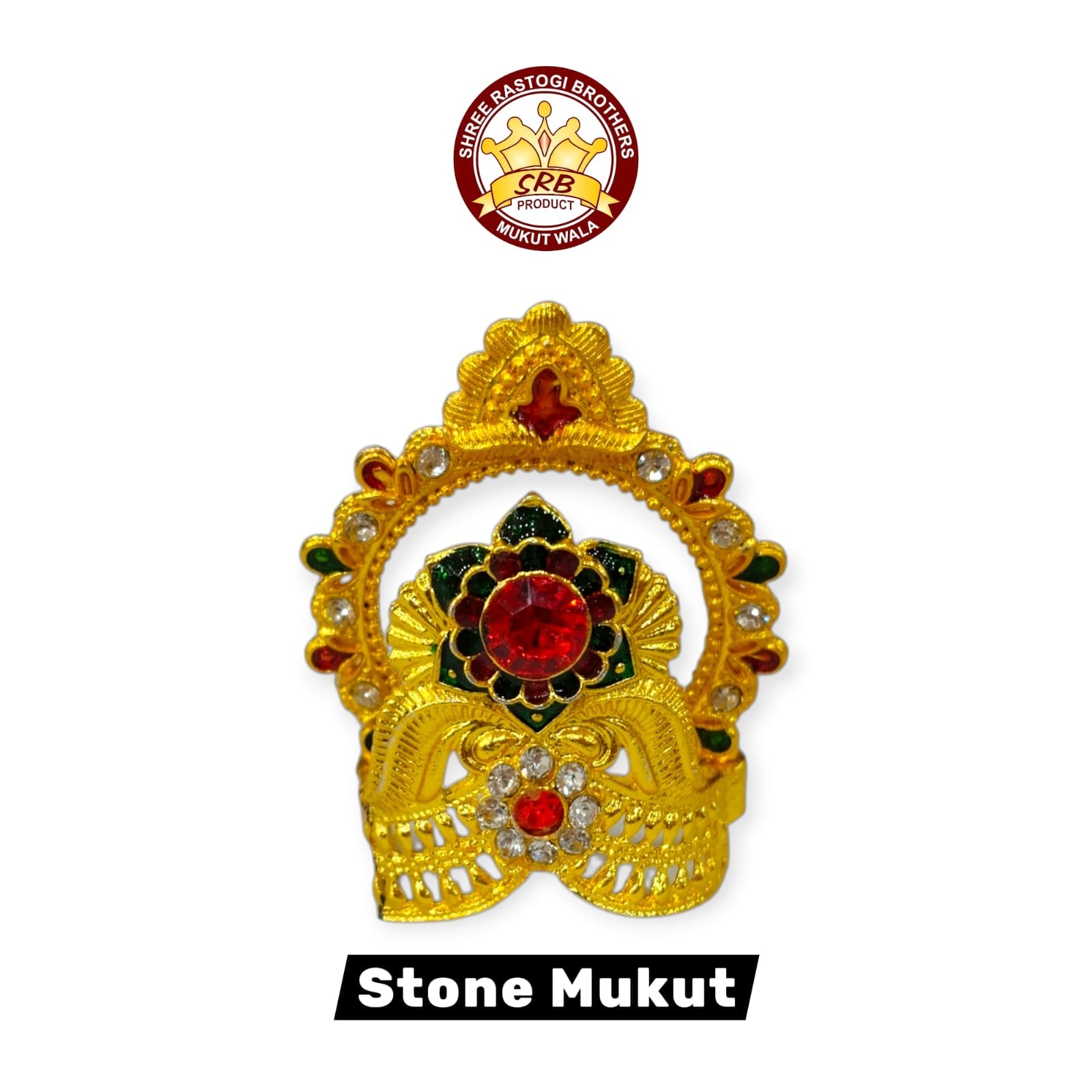 Golden Stone Mukut For Small Deities (SM-4)