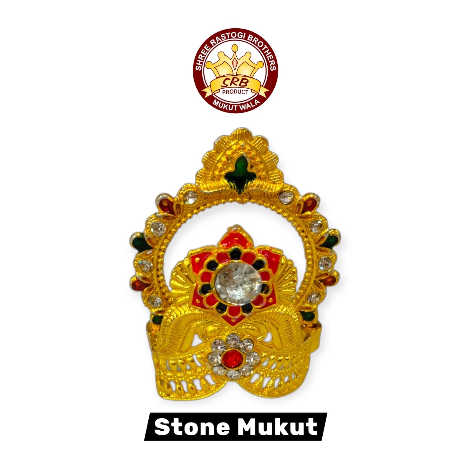 Golden Stone Mukut For Small Deities (SM-4)