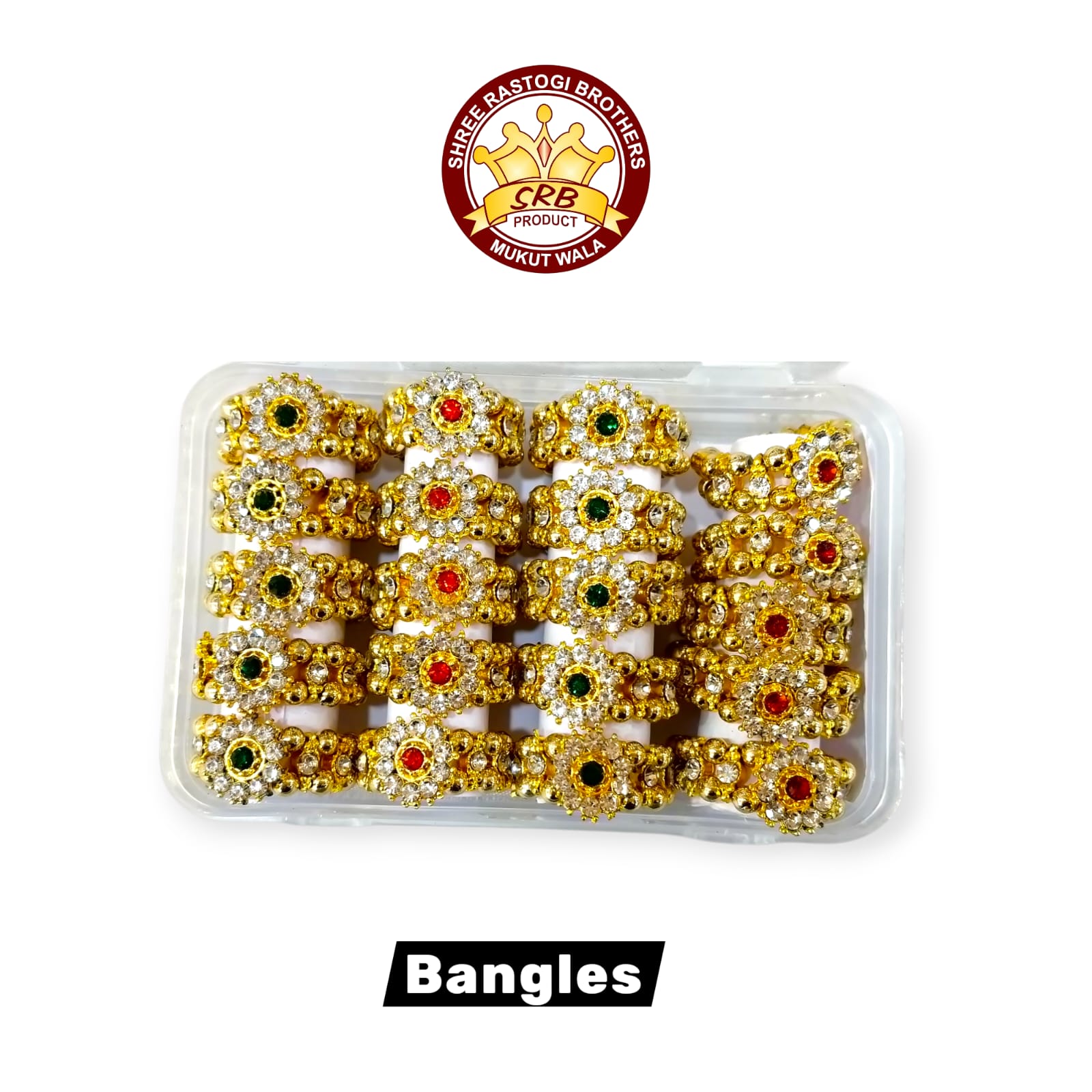 Laddu Gopal Golden Bangles With Stone Flower (B-5)