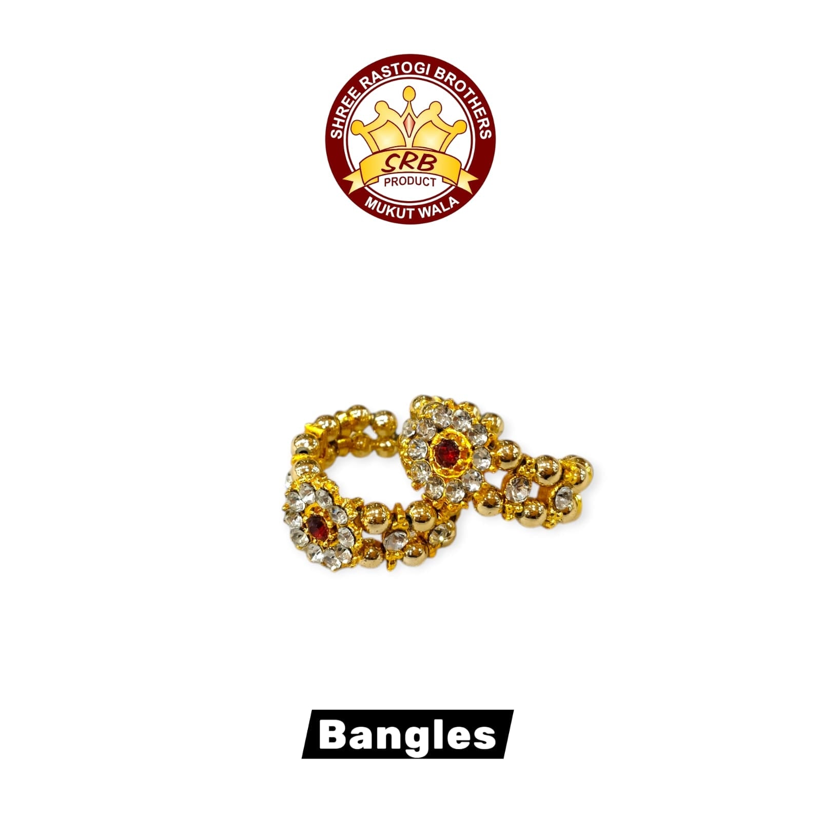 Laddu Gopal Golden Bangles With Stone Flower (B-5)