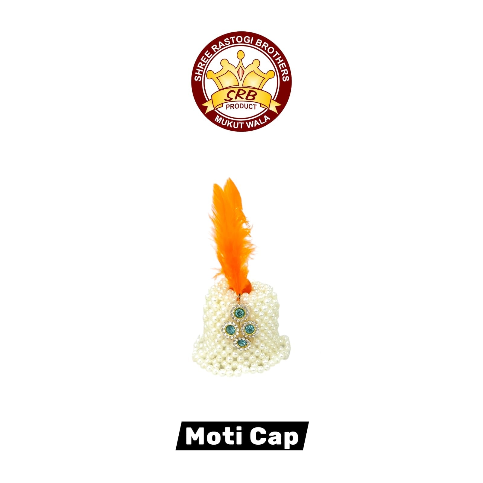 White Moti Cap With Colour Pankh (PC-1)